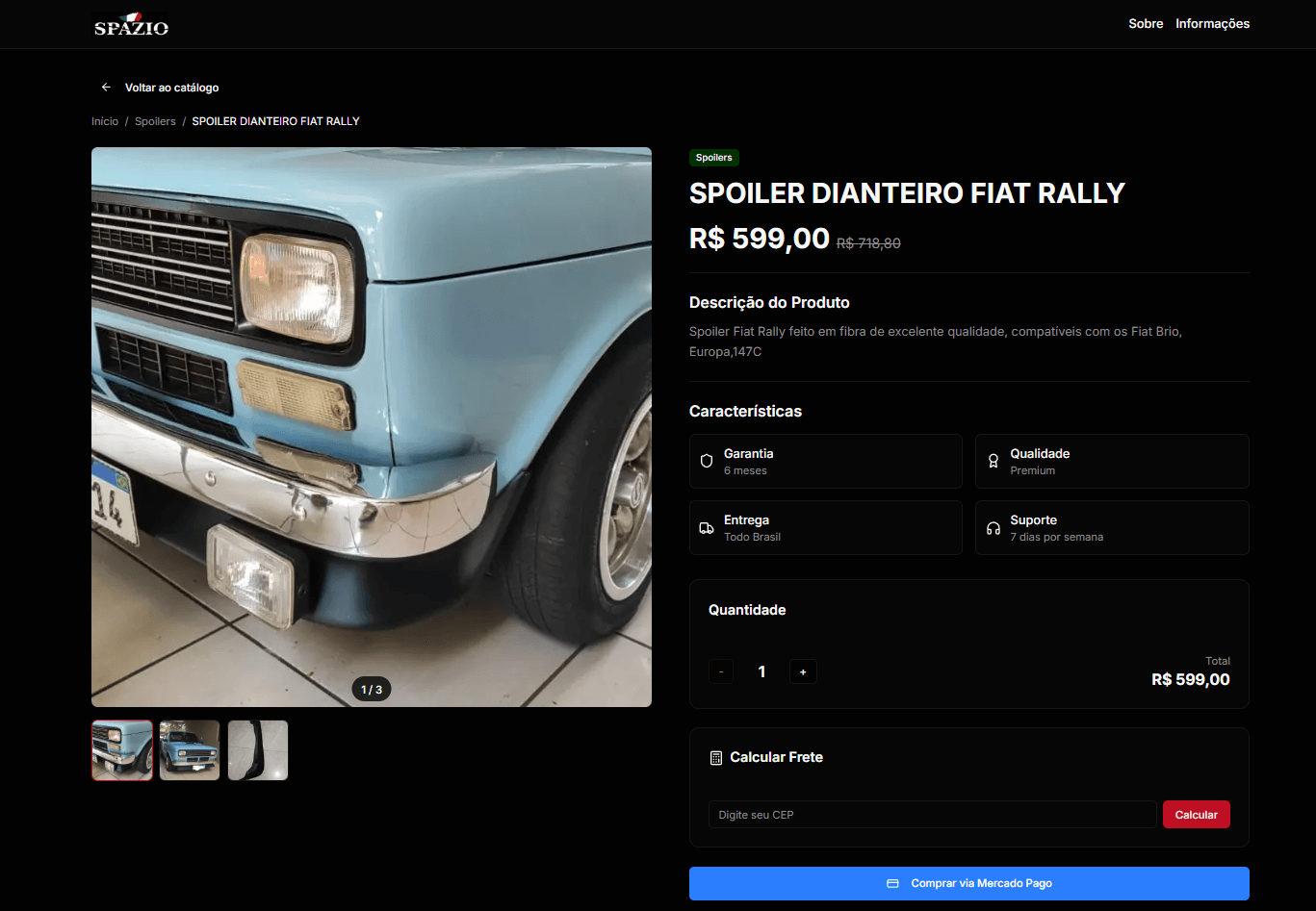 Spazio Parts micro-ecommerce screenshot 1